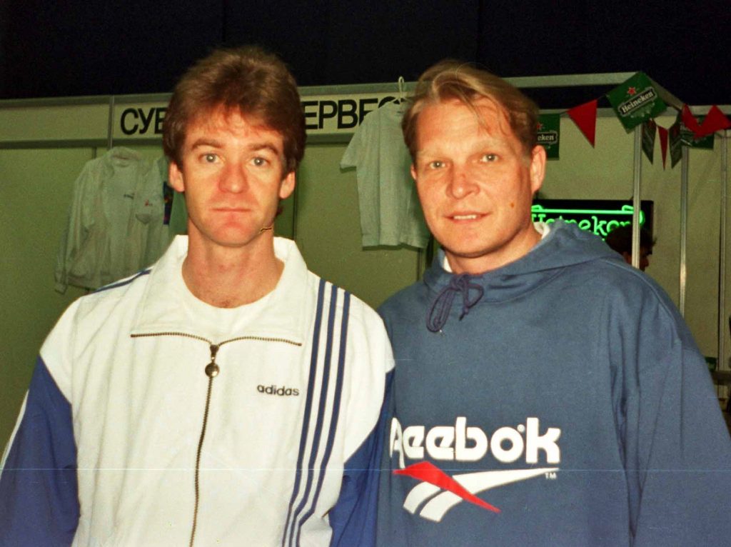 Минкевич Анатолий и Яррид Андрис (Швеция) - победитель парного разряда на международном теннисном турнире ATP-Tour St.Petersburg Open 1995