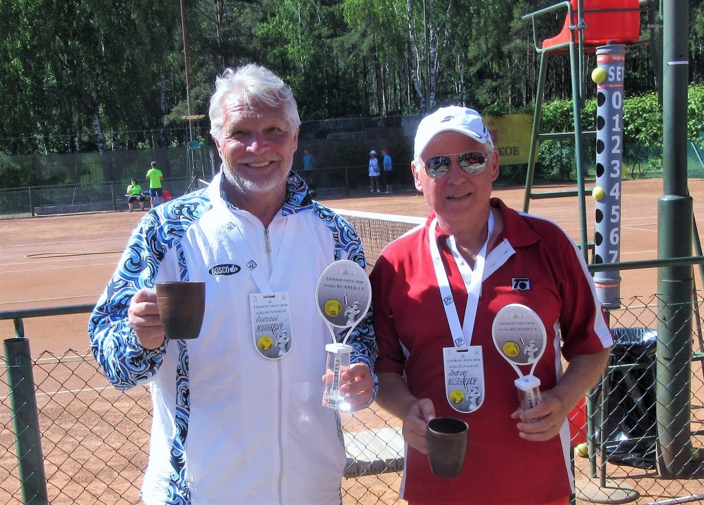 Минкевич Анатолий и Nuszkiewicz Andrzej (POL) финалисты международного теннисного турнира ITF Seniors "Lidskoe Open" в мужском парном разряде. Беларусь, Лида 23-27 мая 2018 г.