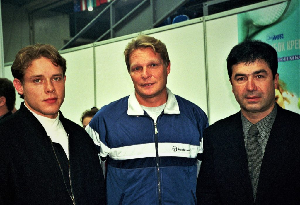 Минкевич Анатолий, Павел Буре и Анзори Кикалишвили на международном теннисном турнире ATP-Tour "Кубок Кремля" 1997 г.