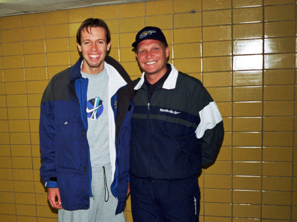 Минкевич Анатолий и Даниэль Нестор канадский теннисист звезда мирового тенниса на международном теннисном турнире ATP-Tour «Кубок Кремля» 3-9 ноября 1997 год 